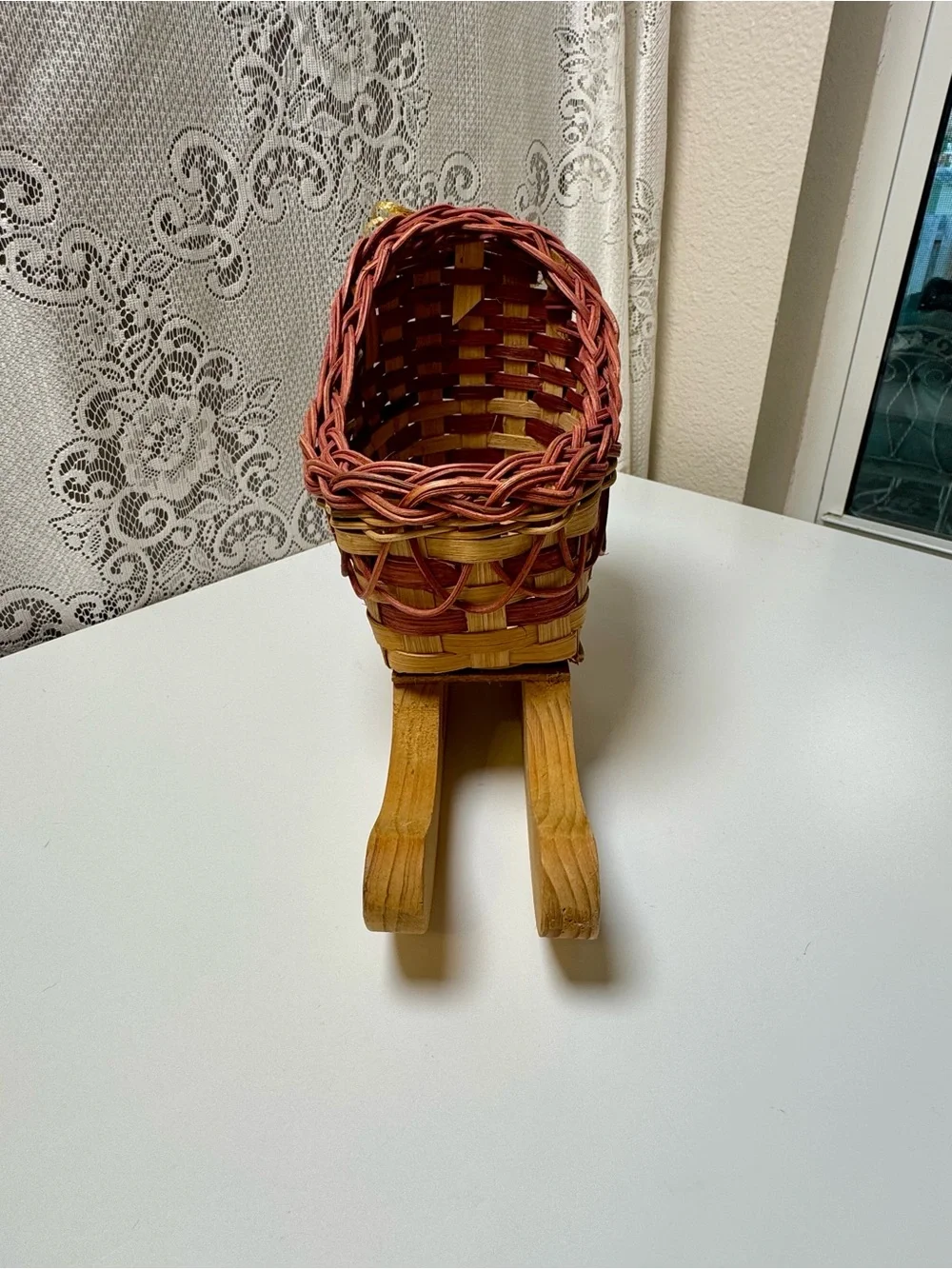 Vintage Woven Basket Sleigh - Boho Farmhouse Rustic Christmas Holiday Decoration